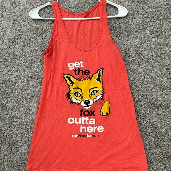 Get the Fox Outta Here Fur Free LA Orange Medium Tank Top - Picture 1 of 3